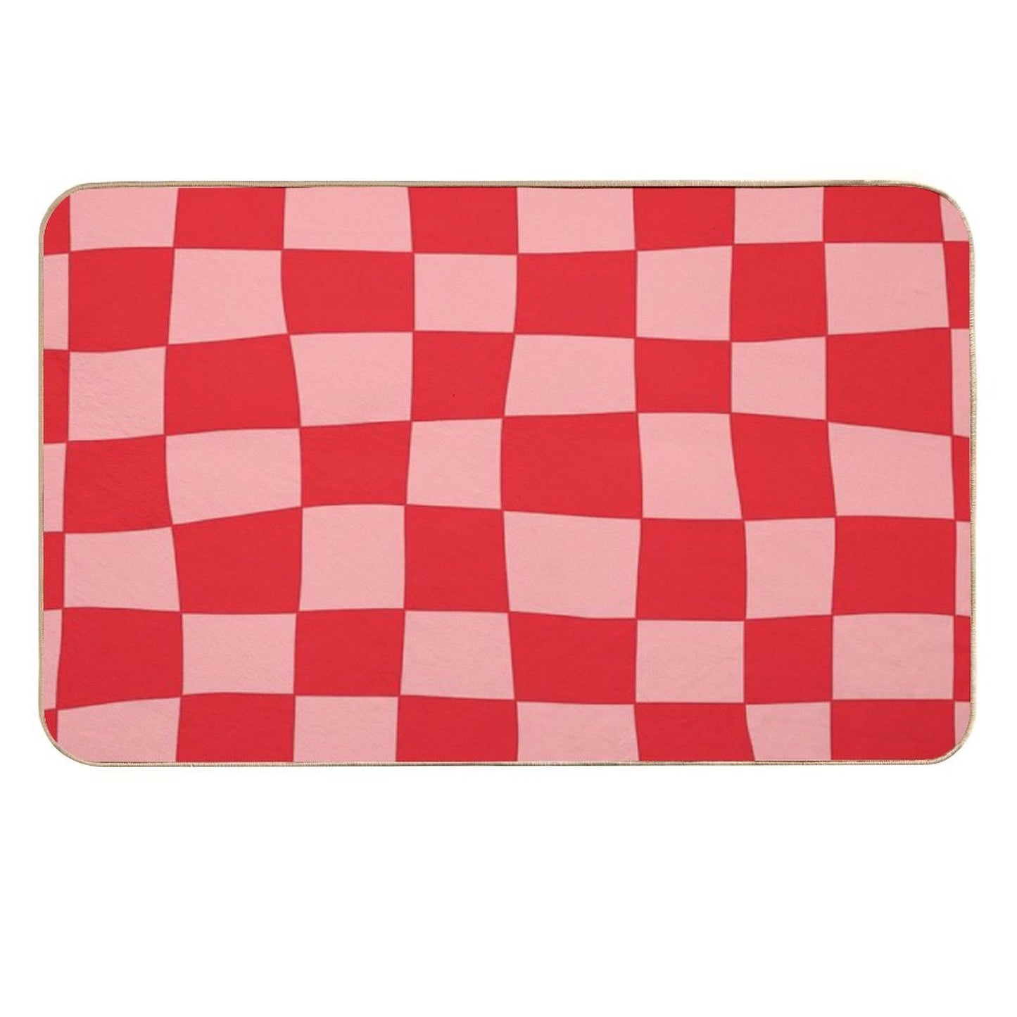 Hand Drawn Checkerboard Pattern (redpink)  Pet-Safe Bath Mat