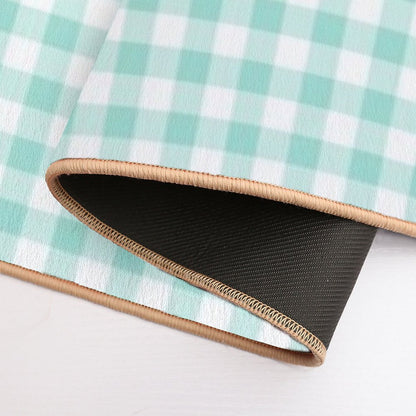 Aqua Gingham Checkered Pattern Design  High-Traffic Bath Mat