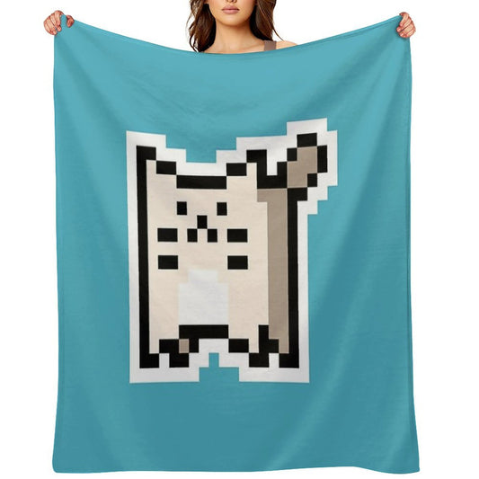 White Pixel-Cat Easy Care Throw Blanket