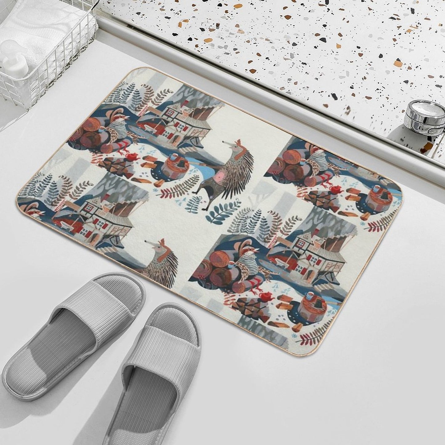 Wood Chopping Friends  Dirt-Trapping Bath Mat