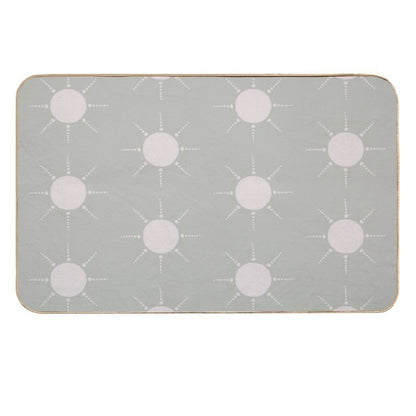 Pretty Polka Dots Sun Pattern Boho Aesthetic In Muted Colors Pale Green  Toxin-Free Bath Mat