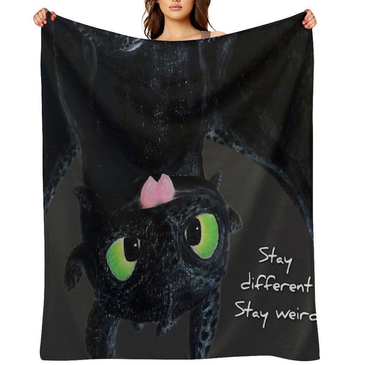 Toothless Upside Down Sticker Machine-washable Throw Blanket