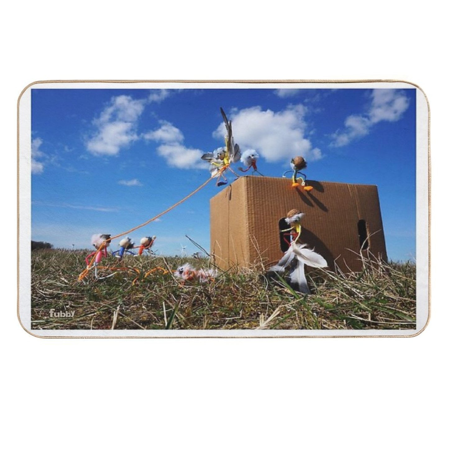 Fubby Poppetjes Playing with Feathers And Having Fly Dreams.  Odorless Bath Mat