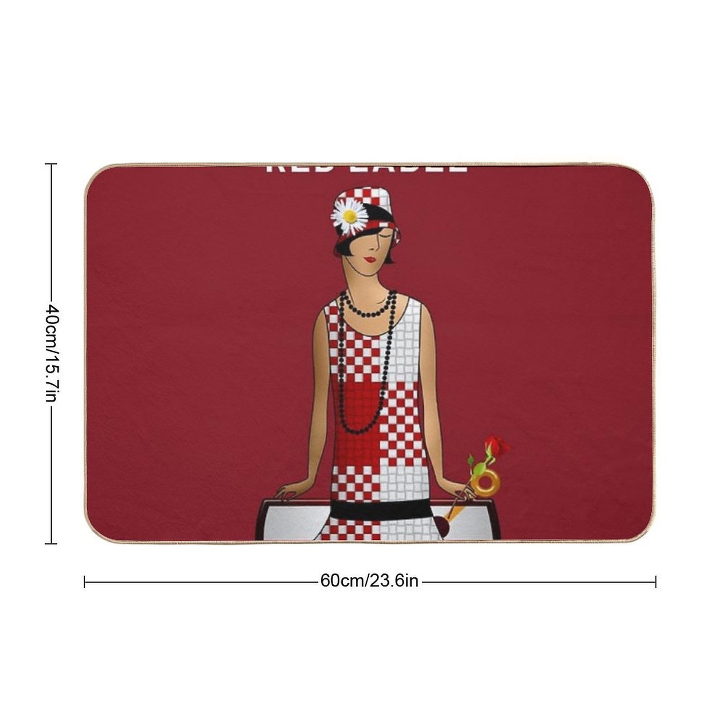 Vintage Red Rose Label Vodka Alcoholic Beverages Flapper Roaring Twenties Jazz Age White Advertising Poster  Posters for Bar, K  Versatile Bath Mat