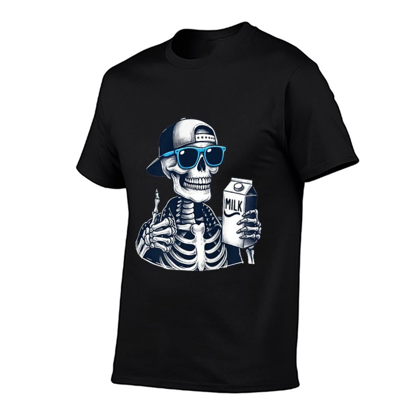 Skeleton Just A Dad Who Always Came Back With Milk (2 SIDES)  Polyester Blend T-Shirt