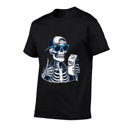 Skeleton Just A Dad Who Always Came Back With Milk (2 SIDES)  Polyester Blend T-Shirt