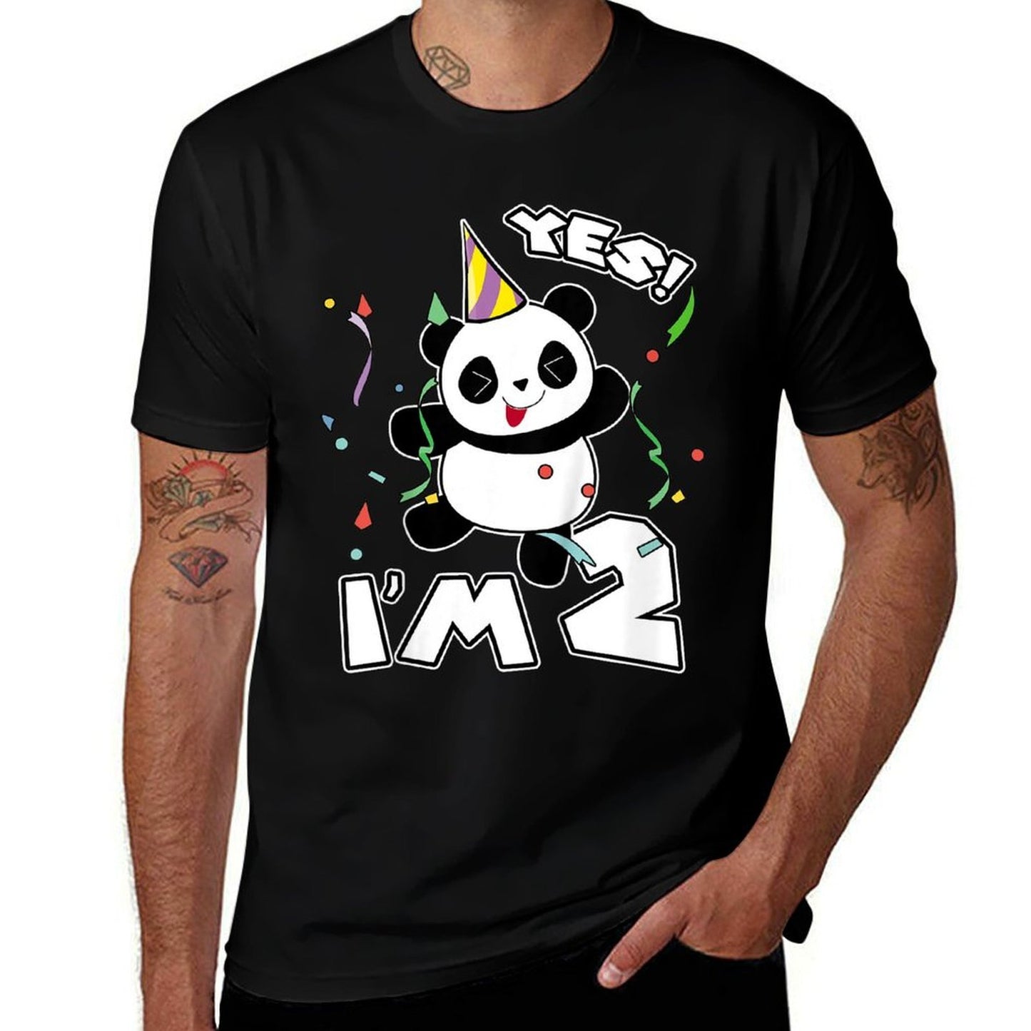 Kids 2nd Birthday Panda Yes I'm 2 Panda Costume Gift Idea  Eco-friendly Material T-Shirt