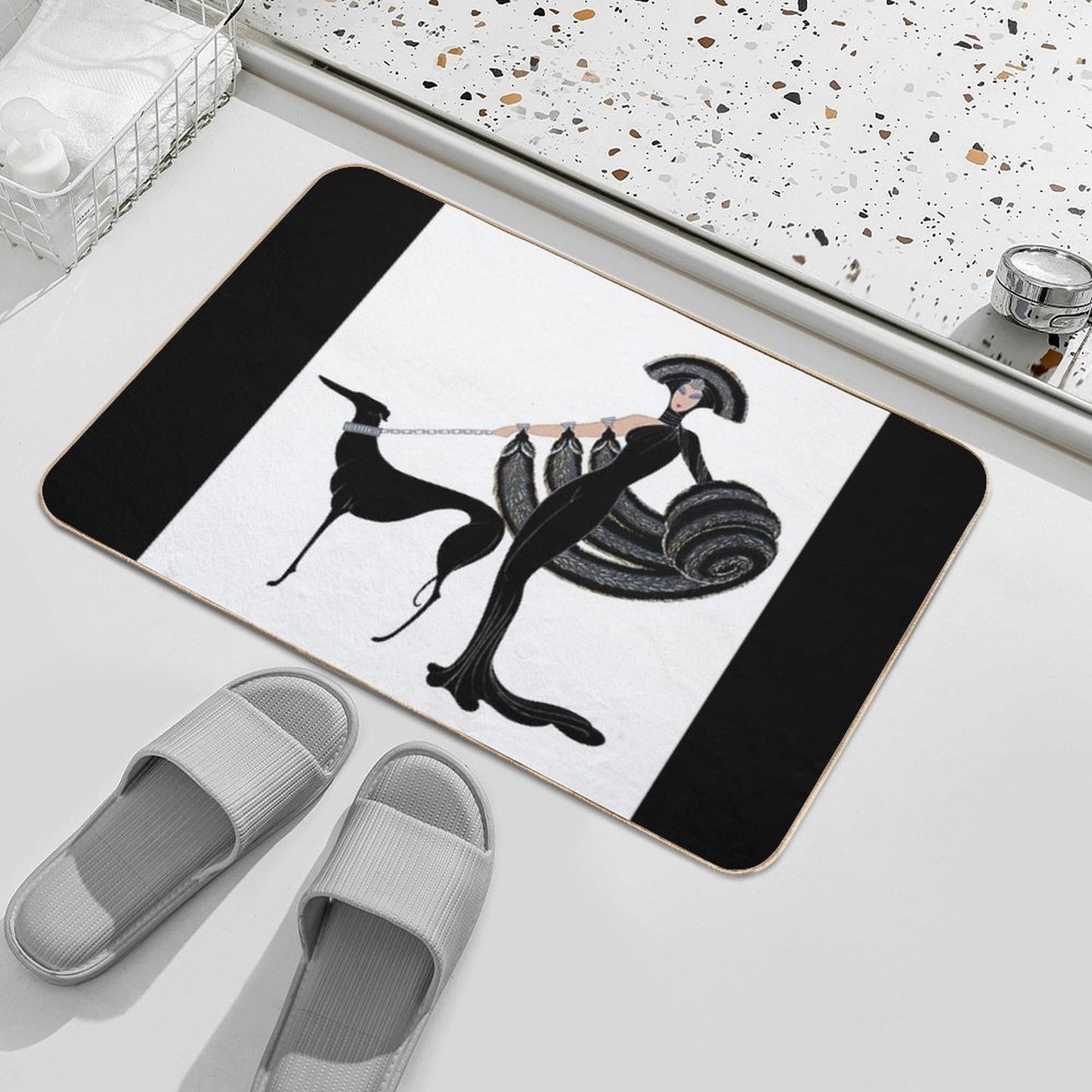 Art Deco Era Haute Couture Fashion Illustration Durable Bath Mat