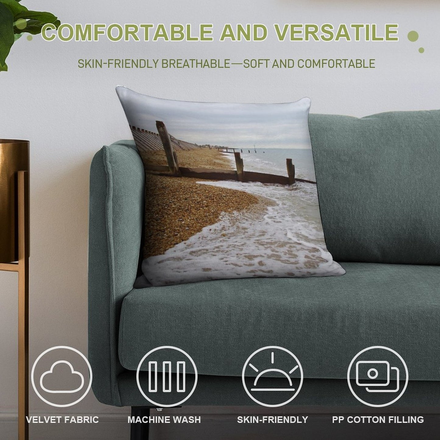 Hayling Island Beach Groynes Soft Ultra-Soft Texture Throw Pillow