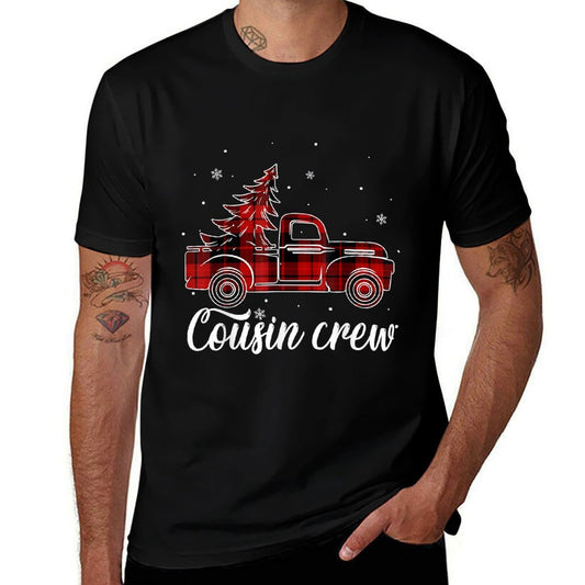 Christmas Cousin Crew Buffalo Truck Tree Red Plaid Pajama  Easy-care T-Shirt