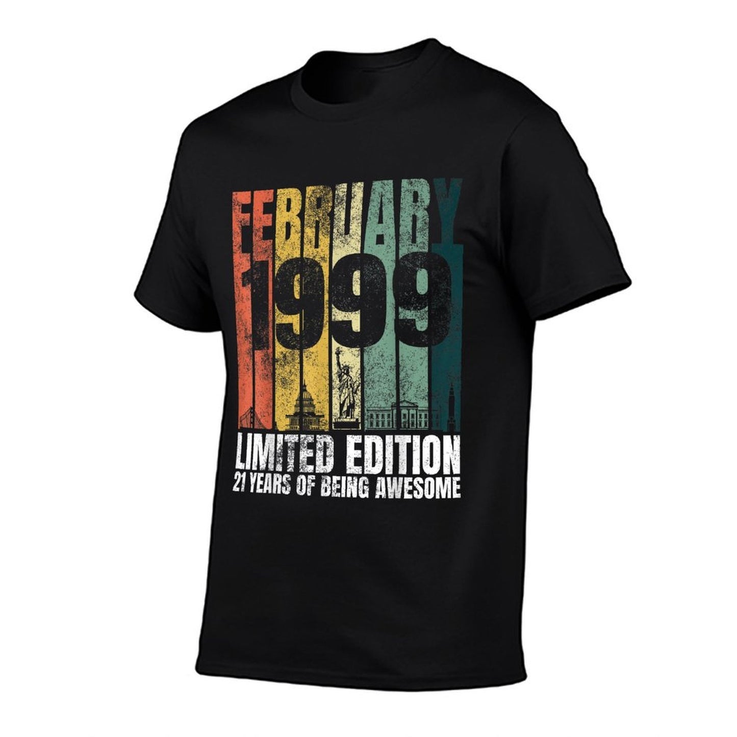 Vintage February 1999 Bday Gifts 21 Years Old 21st Birthday  Oversized Silhouette T-Shirt