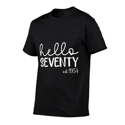 Hello Seventy Est.1954, 70 Year Old Women 70th Birthday  Heathered Texture T-Shirt