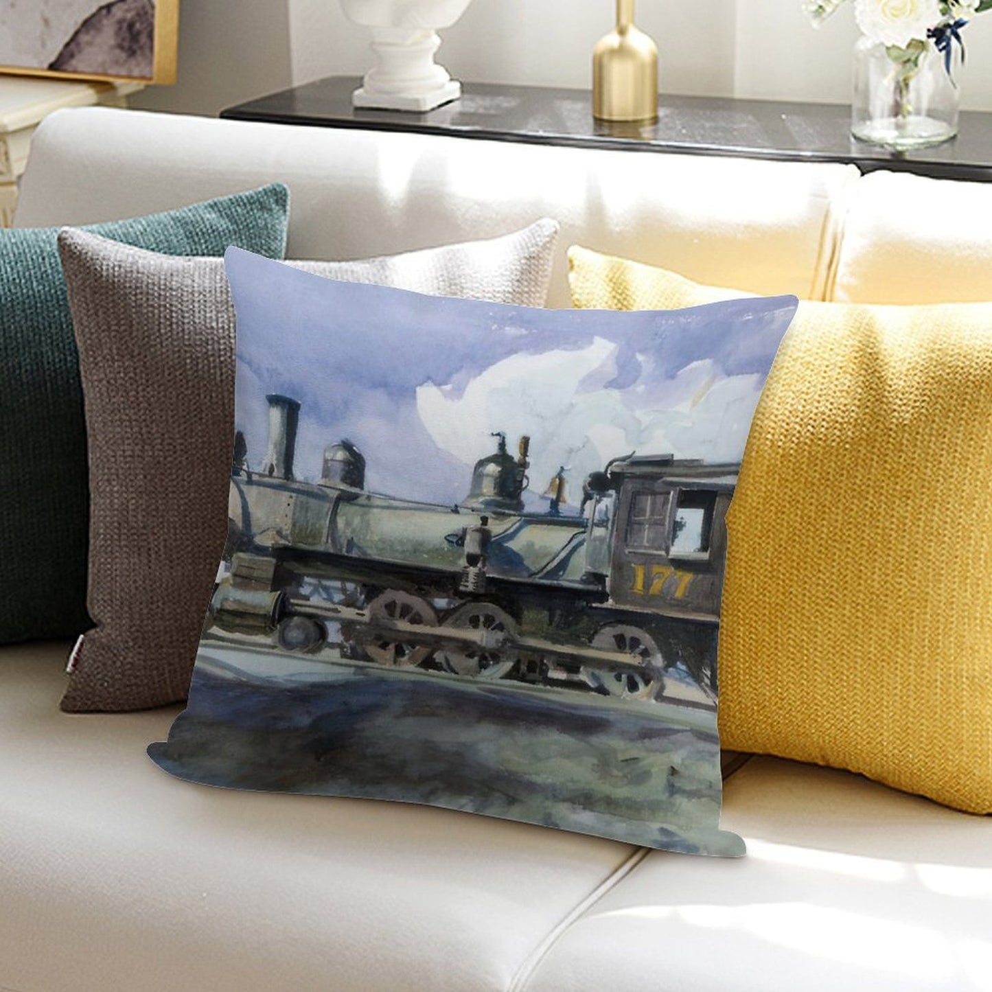 D  And R  G  Locomotive   1925 by Edward Hopper Soft Bedroom Essential Throw Pillow