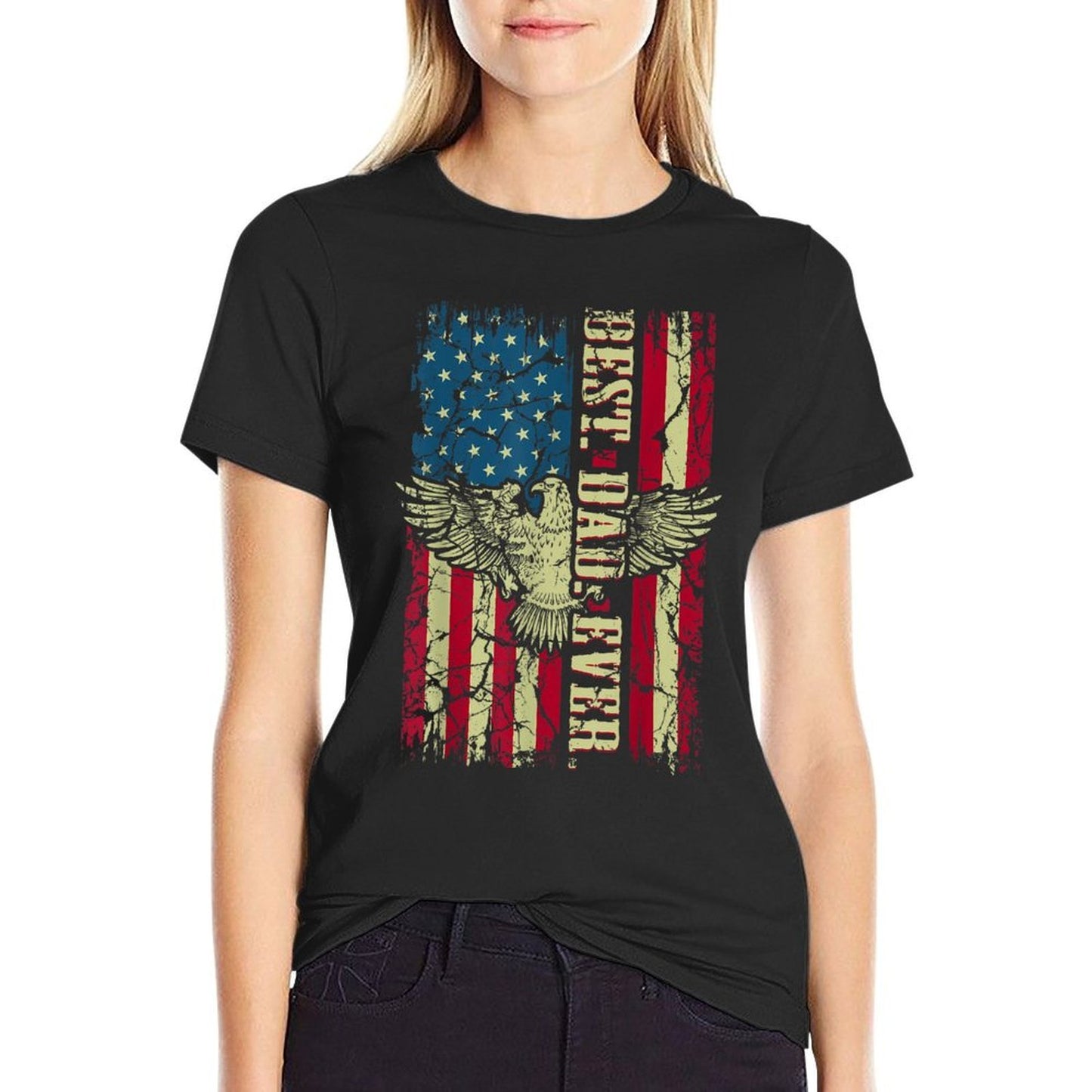 Best Dad Ever Patriotic Eagle Funny for Dad Father  Tagless Design T-Shirt