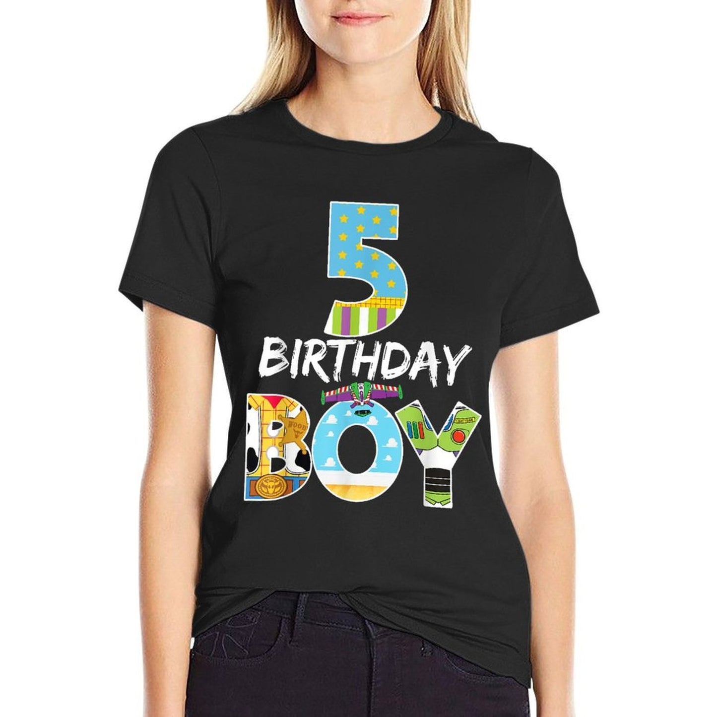 Toy Funny 5th Birthday Story Boy 5 Year Old B-day Party  Slim-fit Cut T-Shirt