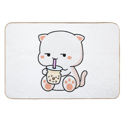 Kitty Loves Boba!  Easy To Clean Bath Mat