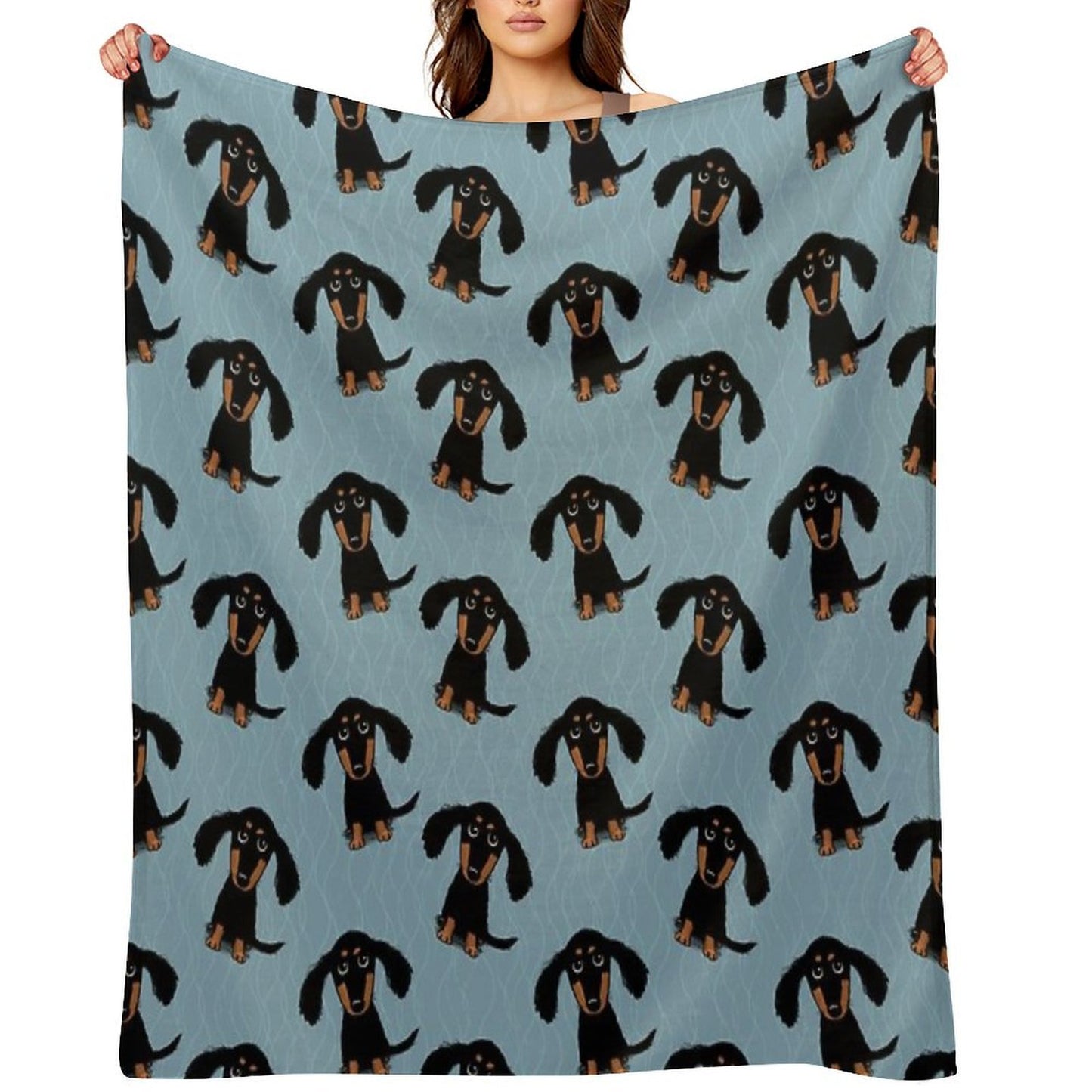 Longhaired Dachshund Black And Tan Puppy Dog Wrinkle-free Throw Blanket