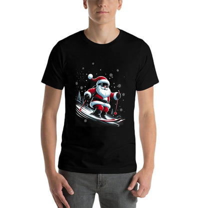 Skiing Santa Claus Christmas Ski Winter Sport X-Mas Skier  Heathered Texture T-Shirt