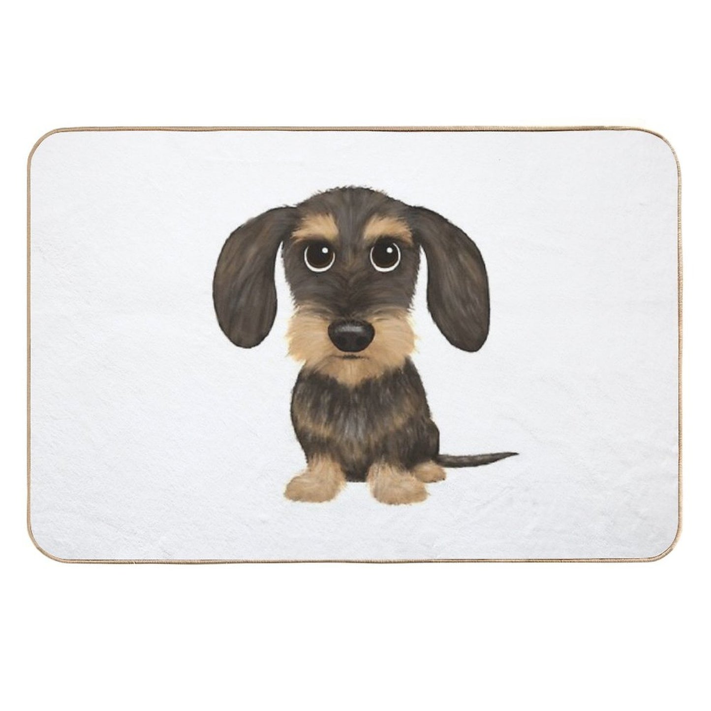 Wirehaired Dachshund  Cute Wire Haired Wiener Dog  Wild Boar And Tan Teckel  Absorbent Bath Mat