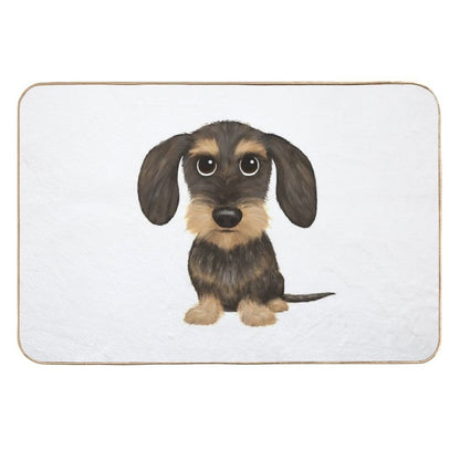 Wirehaired Dachshund  Cute Wire Haired Wiener Dog  Wild Boar And Tan Teckel  Absorbent Bath Mat