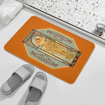 Vintage Art Nouveau Woman with Flowers  Easy Maintenance Bath Mat