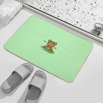Cute Bear Eats Honey  Easy To Clean Bath Mat