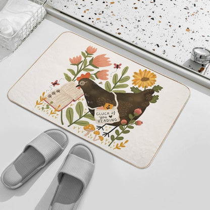 Chicken Reading A Book  Non-Slip Bath Mat