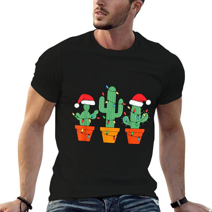 Christmas Cactus Cute Succulent Plant Xmas Men Women Kids  Fade-proof Color T-Shirt