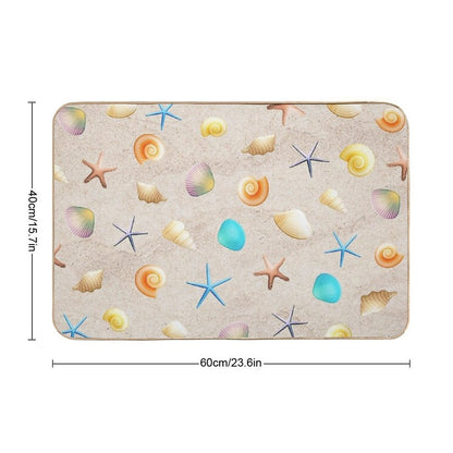 Collection of Shells on Sand And Starfish  Stain-Proof Bath Mat