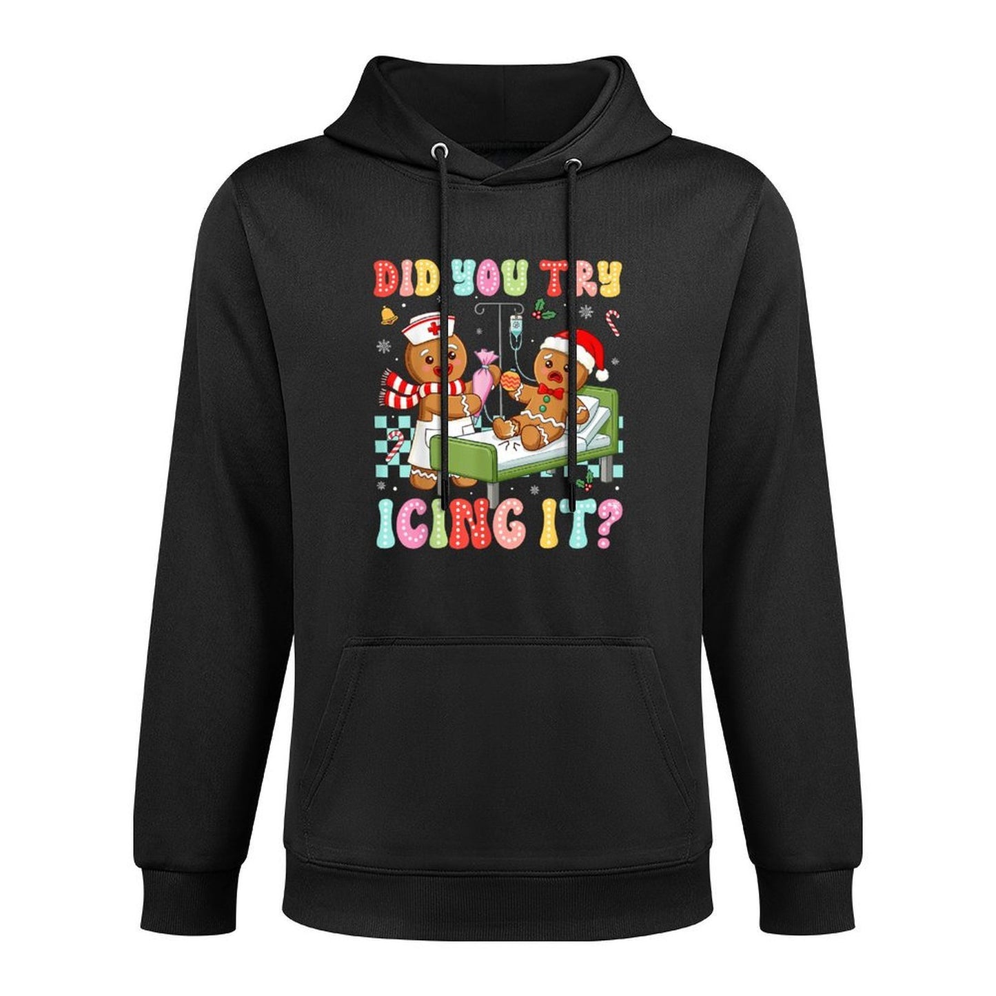 ICU Nurse Did You Try Icing It Christmas Retro Gingerbread Shrink-Resistant Hoodie