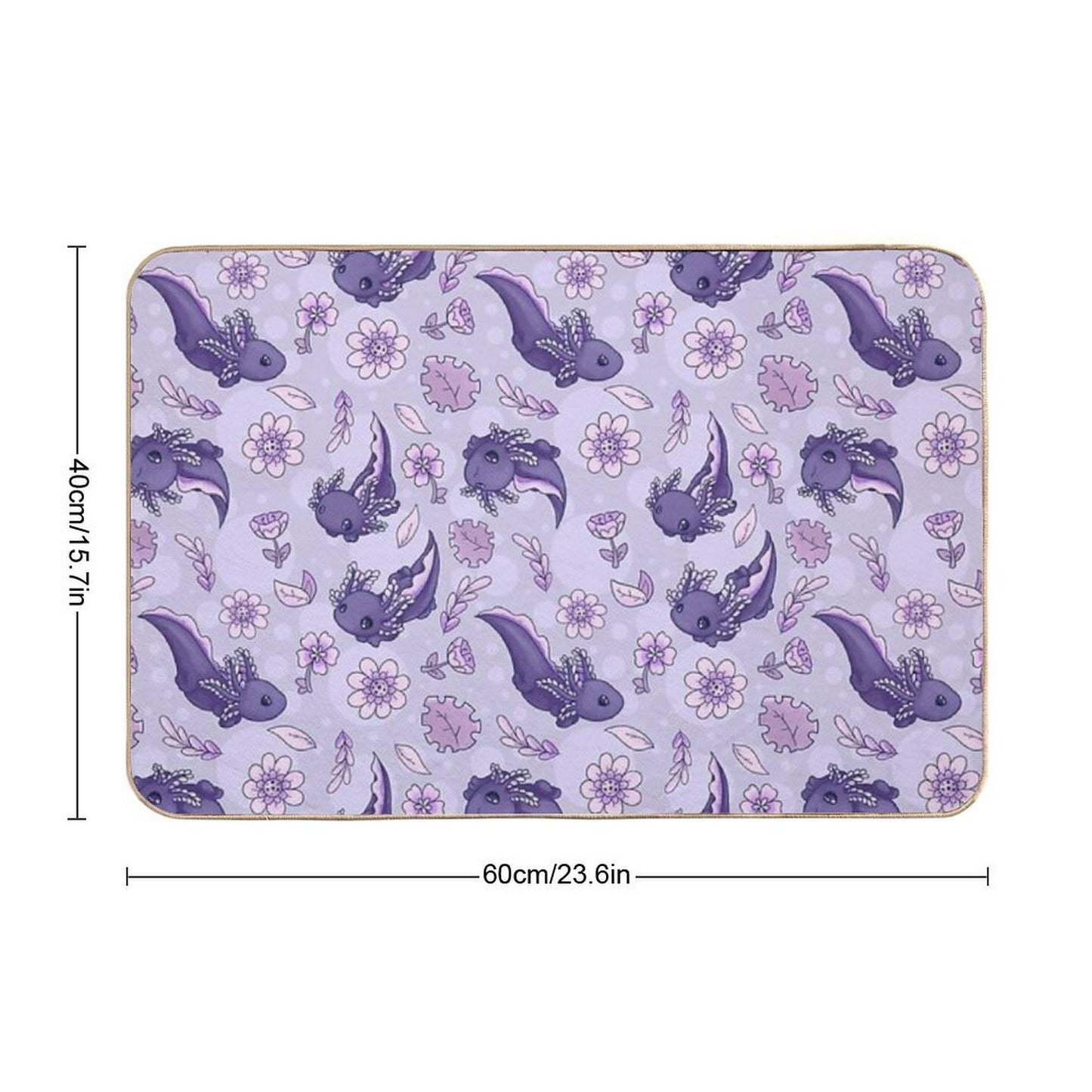 Floral Speckled Axolotl Pattern - Winter Edition  Absorbent Bath Mat