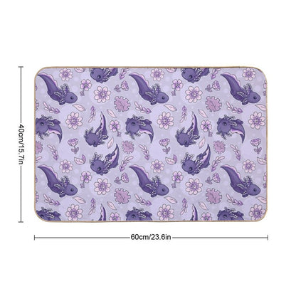 Floral Speckled Axolotl Pattern - Winter Edition  Absorbent Bath Mat