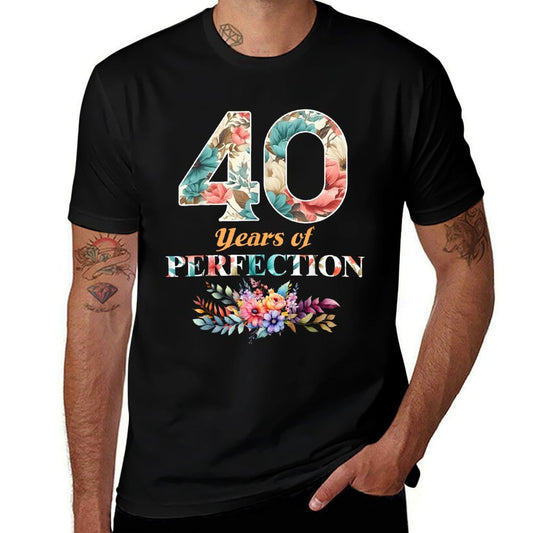 40 Years of Perfection 40th Birthday for Women  Ribbed Collar T-Shirt