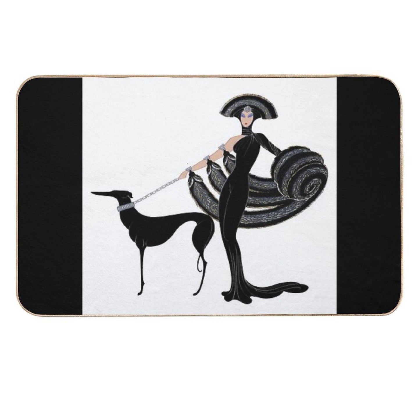 Art Deco Era Haute Couture Fashion Illustration Durable Bath Mat