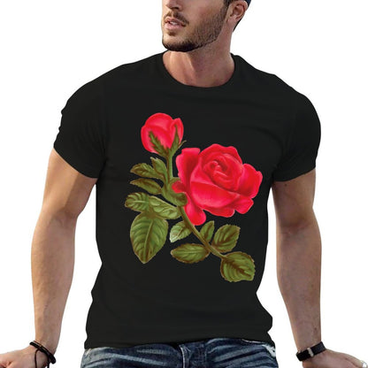 Watercolor Rose Flower Nature  Fade-proof Color T-Shirt
