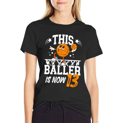 13th Basketball Birthday Thirteen Year Old Basketball Player  Graphic-printed T-Shirt
