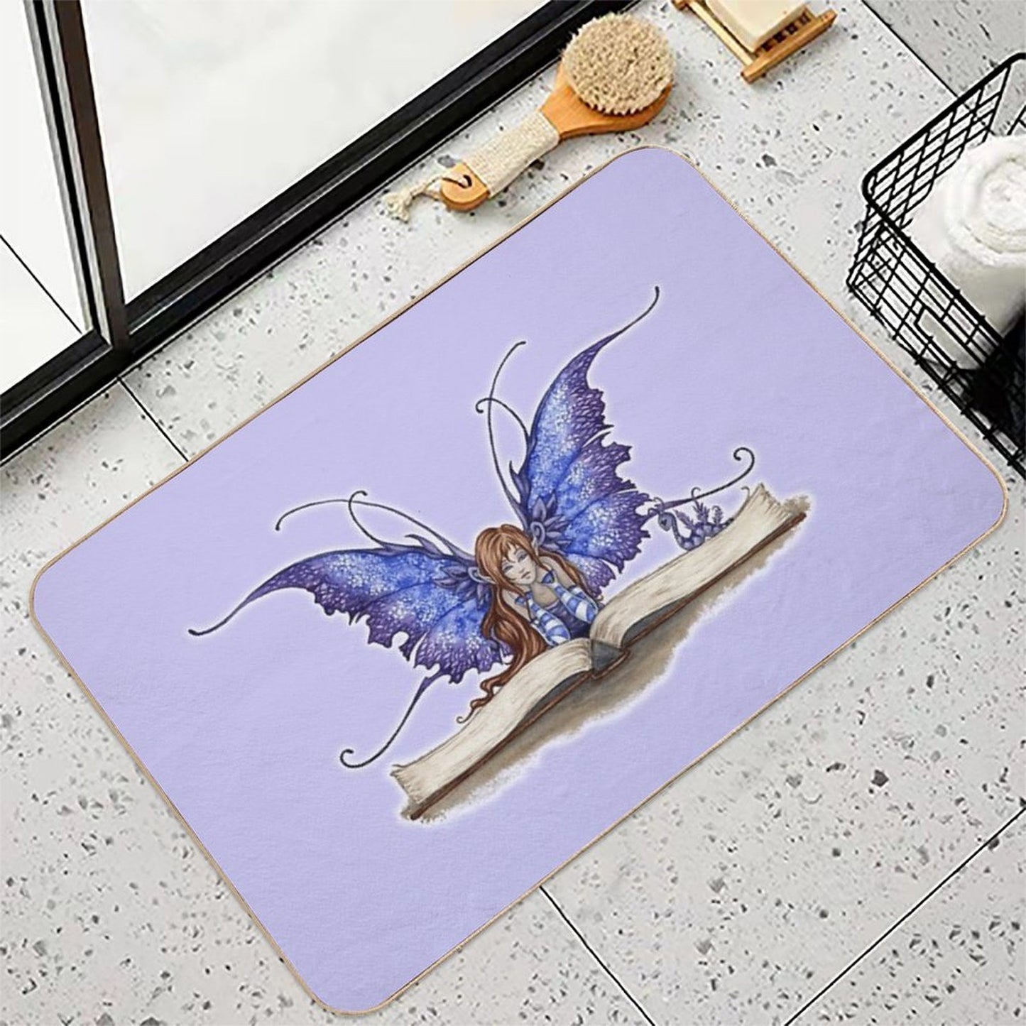 Bookworm Book Fairy  Non-Slip Bath Mat