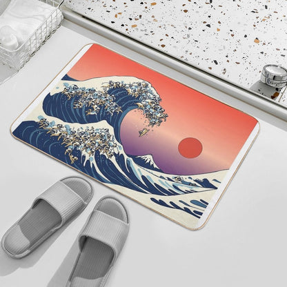 The Great Wave of Pug  Multi-Purpose Bath Mat