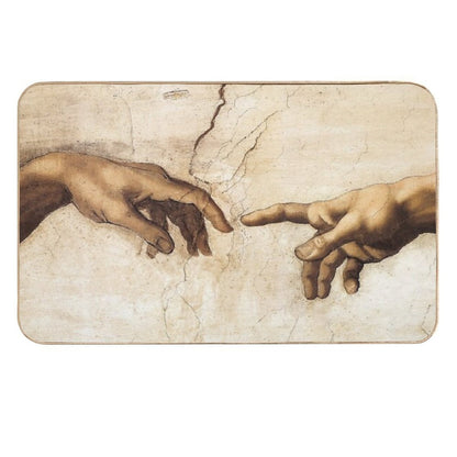 The Creation of Adam Michelangelo Painting  Repositionable Bath Mat
