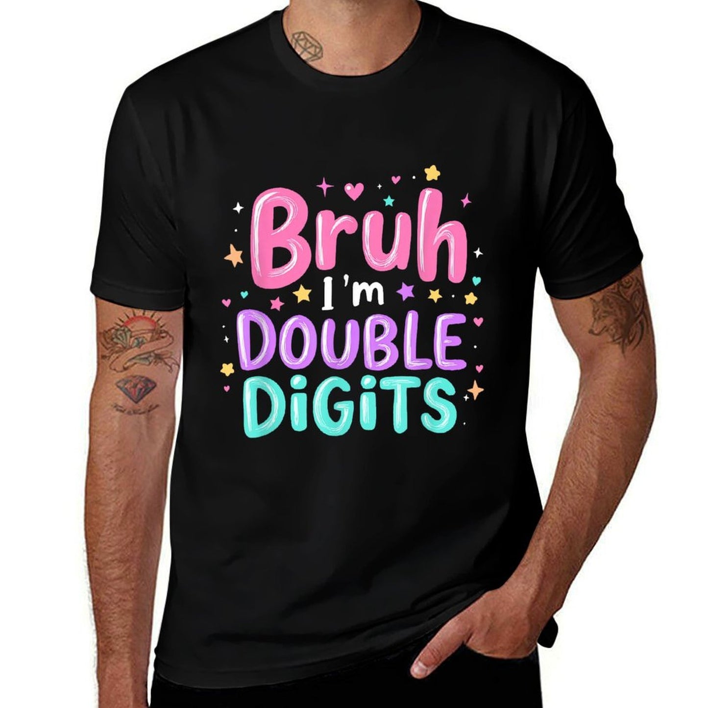 Bruh I'm Double Digits Girly 10th Birthday Party 10 Year Old  Eco-friendly Material T-Shirt