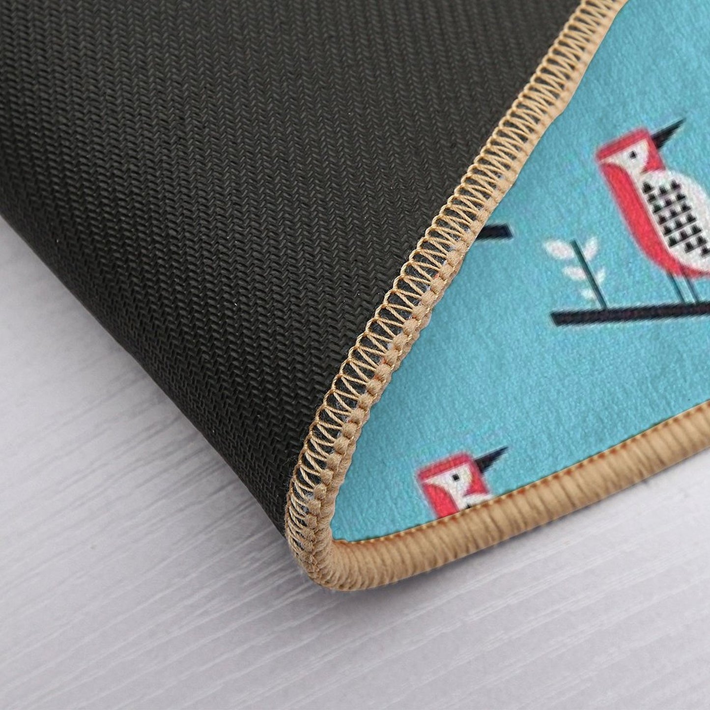 Woodpecker in Blue Durable Bath Mat