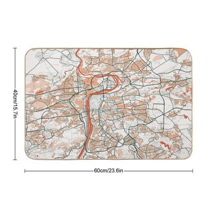Prague City Map of Czech Republic - Bohemian  Odorless Bath Mat