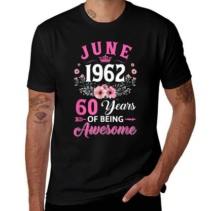 60 Year Old Made In June 1962 60Th Birthday Women  Rolled Sleeves T-Shirt