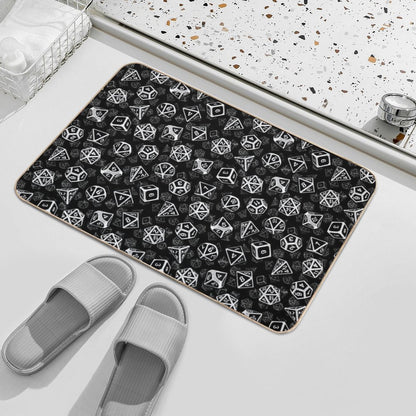 D20 Dice Set Pattern (White)  Easy To Clean Bath Mat