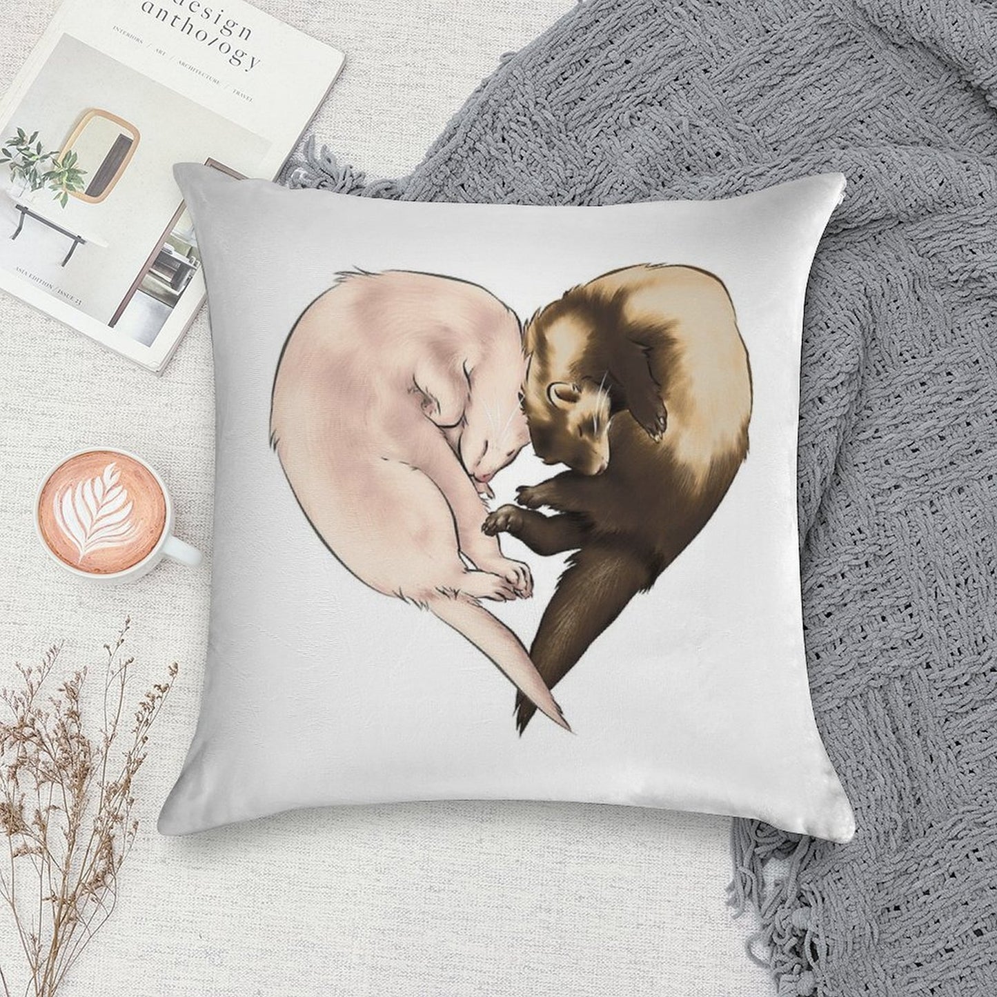 Ferret Love Soft High-Density Material Throw Pillow