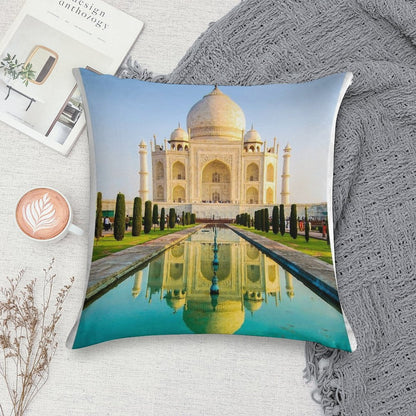 Reflection Of Taj Mahal Soft High-Density Material Throw Pillow
