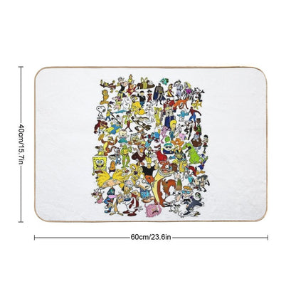 90s Cartoons 80s Classic Tv Kids  Eco-Friendly Bath Mat