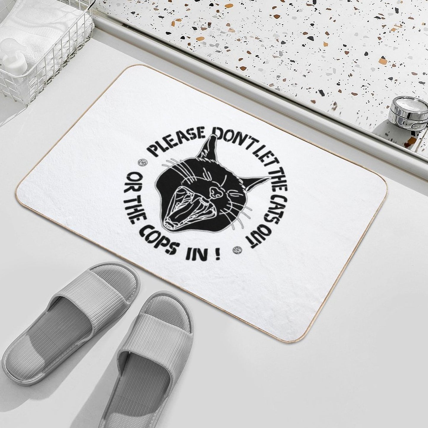 Don't Let The Cats Out Or The Cops in  Non-Slip Bath Mat