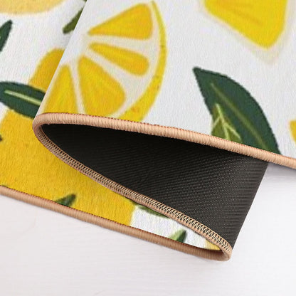 Lemon Blooms on White  Anti-Trip Bath Mat