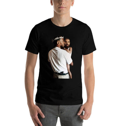 Kendrick Lamar Holding Baby Drake  Wrinkle-resistant T-Shirt